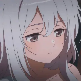 😞 anime, girl, white hair, female, cartoon telegram sticker