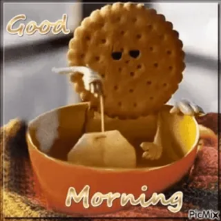 😘 Good Morning biscoito, chá, bom dia, saudação, comida, bebida telegram sticker