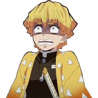 😰 Zenitsu Agatsuma Demon Slayer anime, Thanh gươm diệt quỷ, Zenitsu, sợ hãi, nhân vật telegram sticker