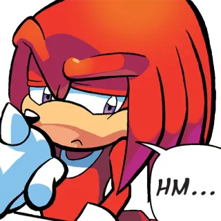 🤔 Knuckles HM... knuckles, echidna, sonic the hedgehog, thinking, hmm, cartoon telegram sticker