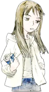 🍁 девушка, курение, аниме, персонаж, иллюстрация telegram sticker