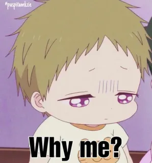 😞 Why me? 애니, 슬픔, 아기, 질문, 왜 whatsapp sticker