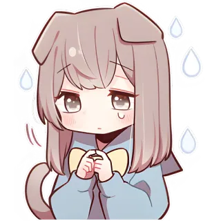 😞 动漫, 狗, 可爱, 伤心, 汗, 女孩, 卡通, 卡哇伊 whatsapp sticker