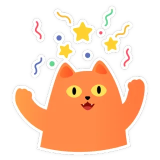 🎉 кот, праздник, конфетти, вечеринка, веселье, милый, мультфильм, стикер telegram sticker