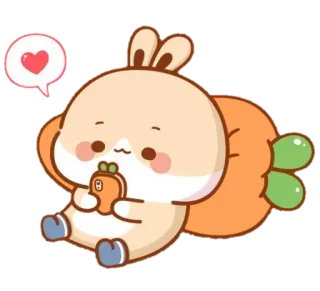 🍼 coelho, cenoura, fofo, desenho animado, animal, adesivo telegram sticker
