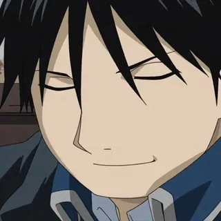 💙 Roy Mustang Fullmetal Alchemist Roy Mustang, Fullmetal Alchemist, anime, smirk, flame alchemist, expression, manga telegram sticker
