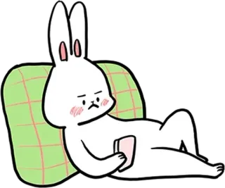 👁 coniglio, cartone animato, pigro, carino, animale, relax, rilassamento telegram sticker