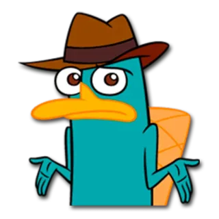 ⁉ Perry the Platypus Phineas and Ferb Perry l'ornitorinco, ornitorinco, agente, cartone animato, Phineas e Ferb, scrollata di spalle, confuso telegram sticker