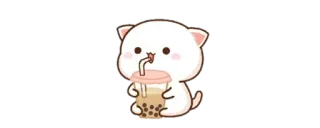🔰 cat, kitten, cute, boba, bubble tea, drink, kawaii telegram sticker