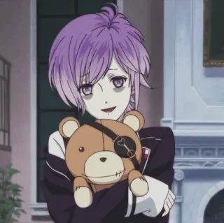 🧸 Kanato Sakamaki Diabolik Lovers anime, manga, vampire, teddy bear, bishonen, purple hair, gothic, cute telegram sticker