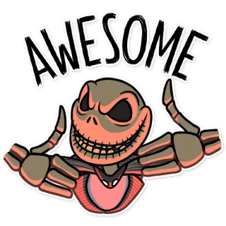 👍 AWESOME скелет, мультфильм, большой палец вверх, круто telegram sticker