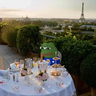 🥺 Pepe the Frog 페페, 개구리, 밈, 파리, 에펠탑, 프랑스 telegram sticker