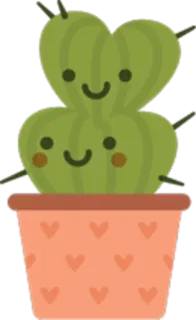 😌 cactus, pianta, vaso, cuore, carino, kawaii, succulenta telegram sticker