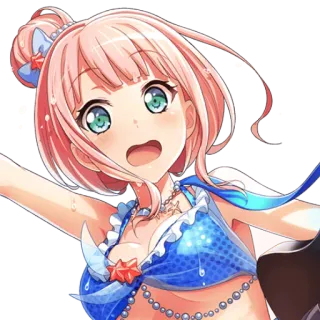🦩 สาวอนิเมะ, น่ารัก, ยิ้ม, ไอดอล, ชุดว่ายน้ำ telegram sticker