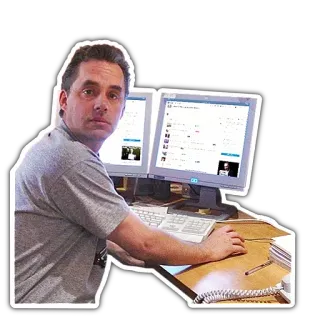 💻 uomo, computer, scrivania, ufficio, digitando, tecnologia telegram sticker