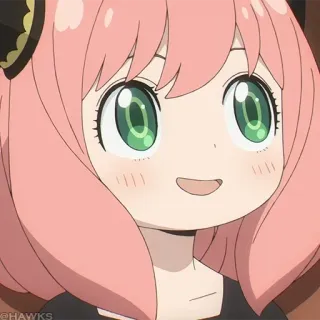 🍥 Anya Forger Spy × Family Anime, Fille, Cheveux roses, Mignon, Dessin animé, Souriant, Anya Forger, Spy × Family telegram sticker