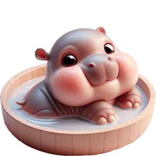 🛁 ippopotamo, carino, cartone animato, animale, bagno, acqua, cucciolo di ippopotamo telegram sticker