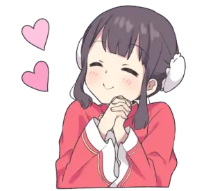 ❤️ Garota anime, Kawaii, Fofo, Corações, Sorrindo, Amigável, Desenho animado telegram sticker