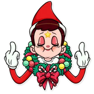 🖕 Christmas, middle finger, offensive, cartoon, holiday, sticker telegram sticker