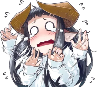 😵 anime, cartoon, crying, sad, horns, scared, distressed telegram sticker
