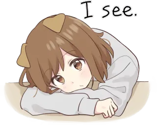 😯 I see. Anime, Orejas de perro, Dibujos animados, Ya veo, Lindo telegram sticker