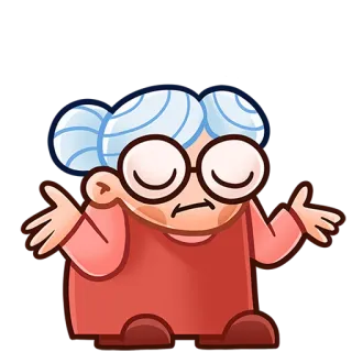 🤷‍♀️ anziana, nonna, alzata di spalle, incerto, confuso, cartone animato whatsapp sticker