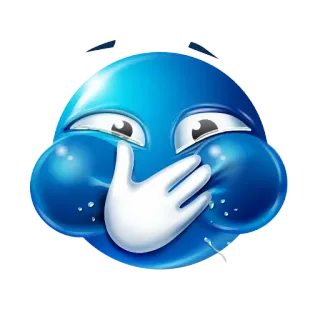 🤭 emoji, blu, faccia, ridere, piangere, sciocco telegram sticker