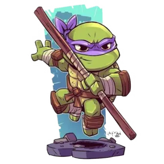 🐢 Donatello Teenage Mutant Ninja Turtles 십대, 돌연변이, 닌자, 거북이, 만화, 무술가, 봉, 영웅 telegram sticker