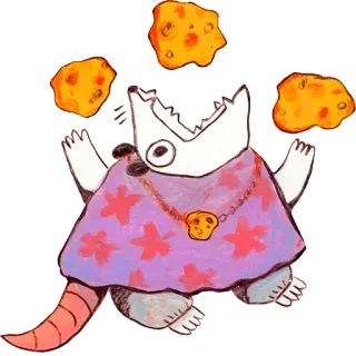 🥞 szczur, zwierzę, ser, kreskówka, postać telegram sticker