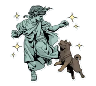 🗽 Statue de la Liberté, chien, paillettes, animal de compagnie, patriotique, illustration telegram sticker