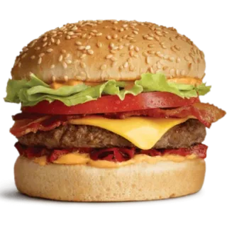 😷 burger, food, sandwich, bacon, cheese whatsapp sticker