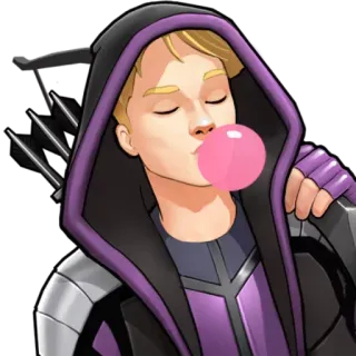 😄 Hawkeye Hawkeye, Marvel, superhero, archer, bubblegum, cartoon telegram sticker