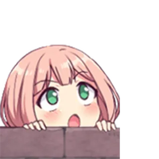 😮 アニメ, 女の子, 覗き見, 可愛い, 漫画, 壁 whatsapp sticker