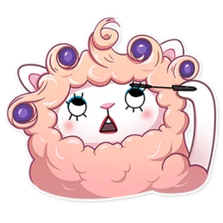 💁 Schaf, Mascara, Make-up, Beauty, Süß, Cartoon whatsapp sticker