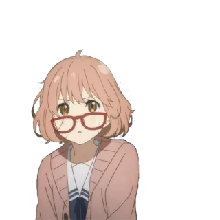 😦 Mirai Kuriyama Beyond the Boundary anime, girl, glasses, cute, character, art whatsapp sticker