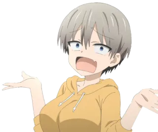 🤨 Uzaki Hana Uzaki-chan Wants to Hang Out! Аниме, Узаки-чан, Узаки Хана, Реакция, В замешательстве, Выражение telegram sticker