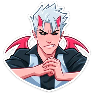 😡 demonio, dibujo animado, personaje, diablo, cuernos, alas whatsapp sticker