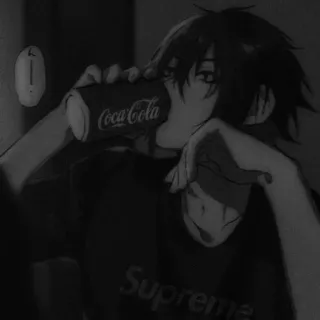 ◼️ Coca-Cola Anime, Chłopak, Napój, Coca-Cola, Supreme telegram sticker