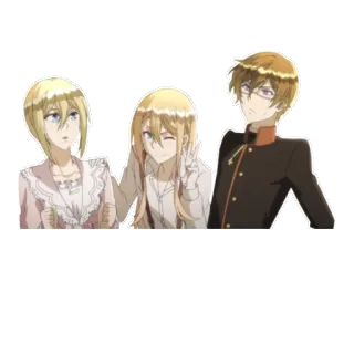 ✌ Anime, Groupe, Personnages, Cheveux Blonds, Lunettes, Uniforme whatsapp sticker