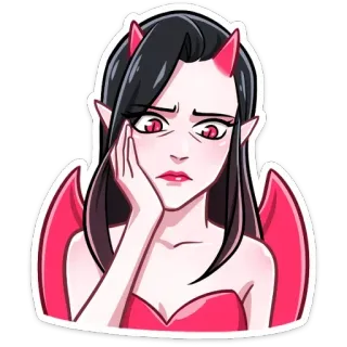 😓 демон, дьявол, грустный, красный, рога, крылья, милый whatsapp sticker