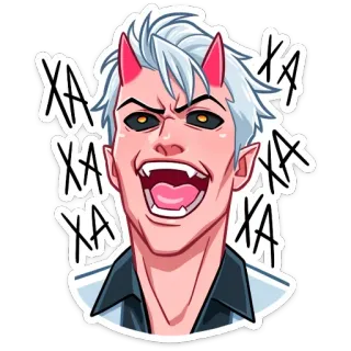 😈 XA XA XA XA XA démon, animé, mal, rire, cornes rouges, dessin animé, autocollant whatsapp sticker