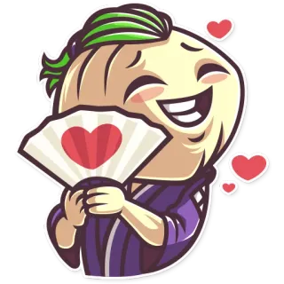 🥰 onion, emoji, fan, love, heart, cute, digital art telegram sticker