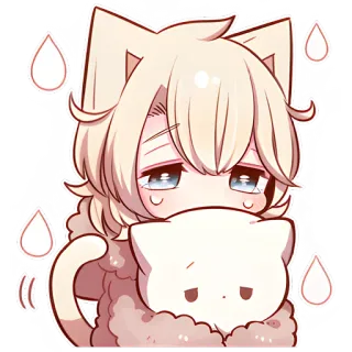 😭 Anime, Manga, Sticker, Carino, Orecchie da gatto, Piangente whatsapp sticker