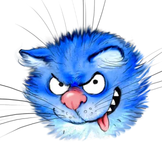 😈 gatto, arrabbiato, blu, cartone animato, animale telegram sticker