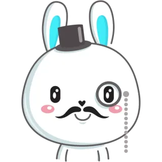 🧐 Hase, Häschen, Monokel, Zylinder, süß, Cartoon telegram sticker