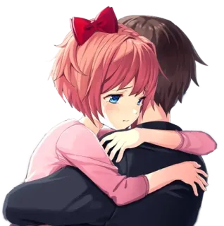 🤗 anime, hug, sad, emotional, cartoon, couple, comfort telegram sticker