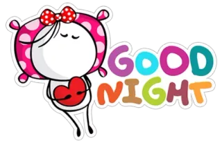 ❤ GOOD NIGHT goedenacht, slaap, droom, groet, kussen, schattig telegram sticker