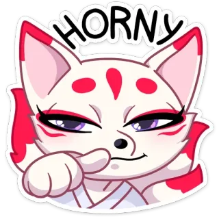 😉 HORNY สุนัขจิ้งจอก, การ์ตูน, อนิเมะ, คิทสึเนะ, สติกเกอร์, ยิ้มเยาะ, ขี้เล่น telegram sticker