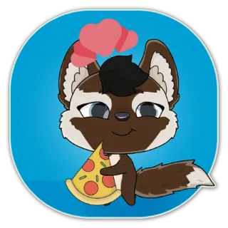 🍕 binatang, kartun, pizza, imut, hati, cinta, hewan peliharaan whatsapp sticker