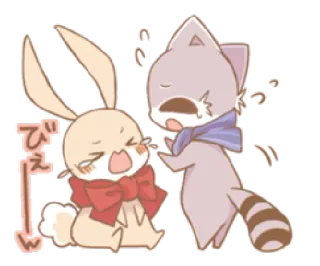 😫 びええ płacz, królik, szop pracz, kawaii, zwierzę, smutny, zły whatsapp sticker